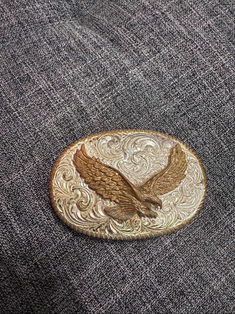 Vintage Crumrine Flying Eagle Western Belt Buckle